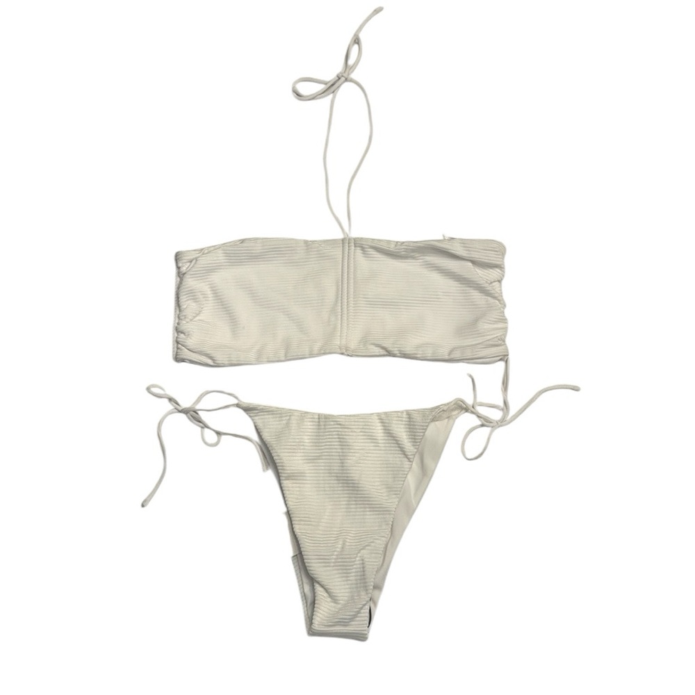 NWT TJ SWIM WHITE RIBBED BIKINI